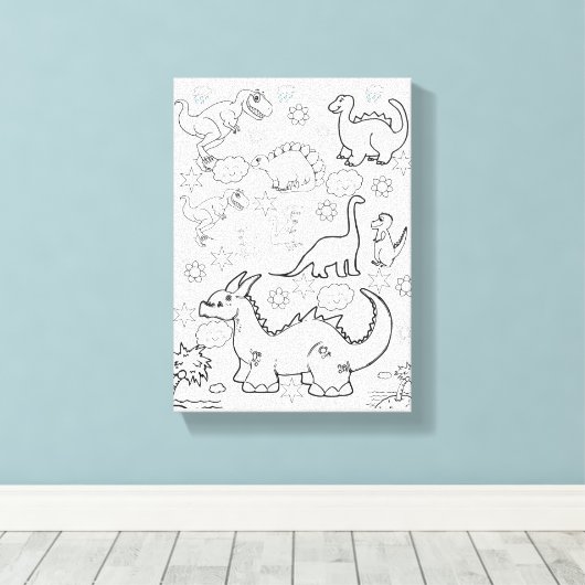 Verspreid Canvas Afdrukken Kleuren Dinosaurs (Insitu (Houten vloer))