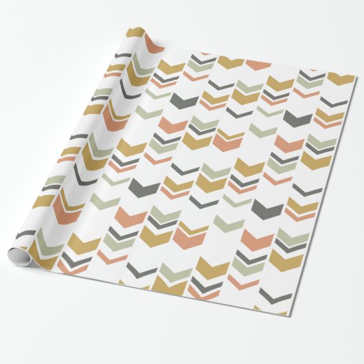 Verspreid Chevron Modern Geometric Pattern Cadeaupapier (Uitgerold)