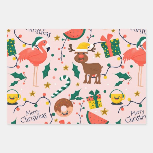 Verspreid de feestvreugde met onze feestelijke roz inpakpapier vel (Voorkant)