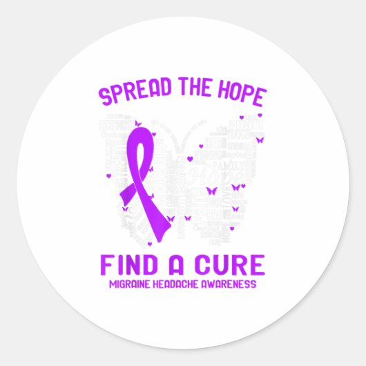 Verspreid de hoop naar een echte migraine hoofding ronde sticker (Voorkant)