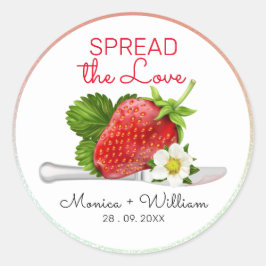 Verspreid de Liefde Aardbei Bruiloft Ronde Sticker