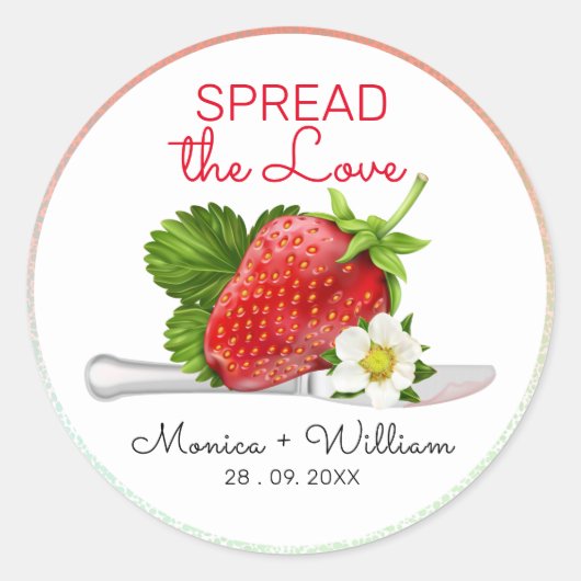 Verspreid de Liefde Aardbei Bruiloft Ronde Sticker (Voorkant)