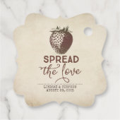 Verspreid de liefde aardbeien bruiloft bedankjes labels (Achterkant)