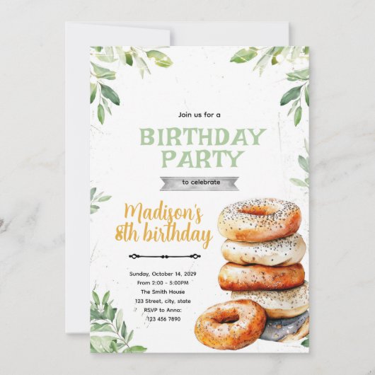 Verspreid de liefde bagels feest uitnodiging (Voorkant)