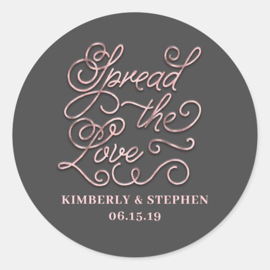 Verspreid de liefde bruiloft gunst ronde sticker (Voorkant)