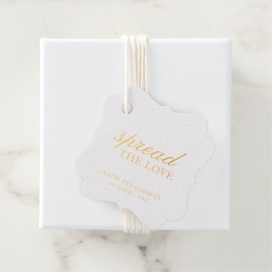 Verspreid de liefde Elegant Gold Foil Wedding Bedankjes Labels (Met doos)