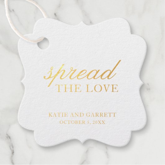 Verspreid de liefde Elegant Gold Foil Wedding Bedankjes Labels (Voorkant)