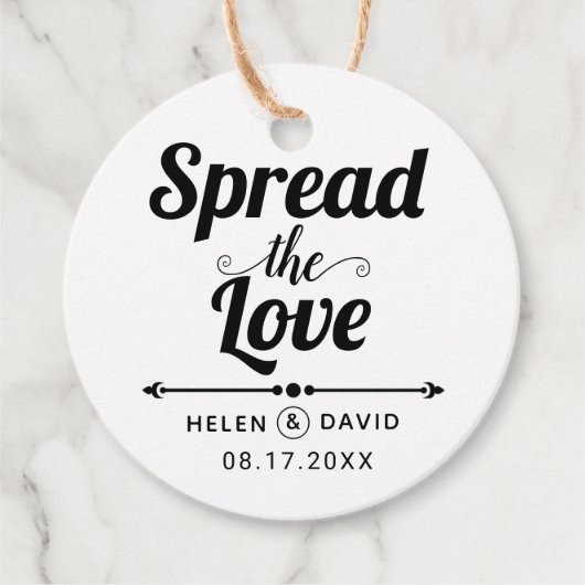 Verspreid de Liefde elegante typografie bruiloft Bedankjes Labels (Voorkant)