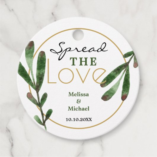 Verspreid de liefde groen bruiloft dank u bedankjes labels (Voorkant)