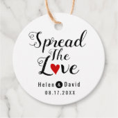 Verspreid de liefde kalligrafie rood hart bruiloft bedankjes labels (Voorkant)