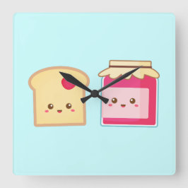 Verspreid de liefde met Cute Toast en Jam Vierkante Klok