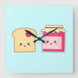 Verspreid de liefde met Cute Toast en Jam Vierkante Klok