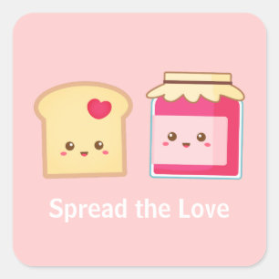 Verspreid de liefde met Cute Toast en Jam Vierkante Sticker