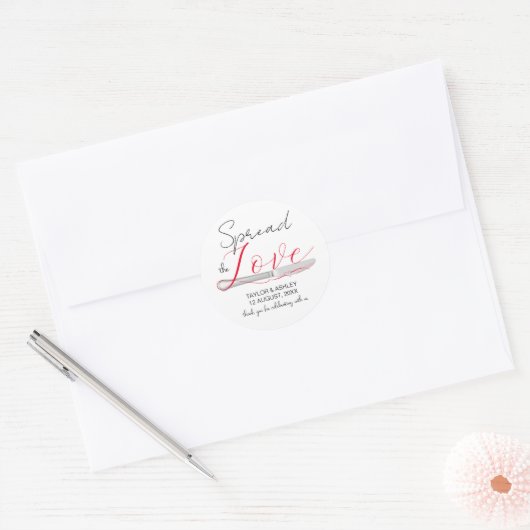 Verspreid de Liefde Minimaal Script Bruiloft Ronde Sticker (Envelop)