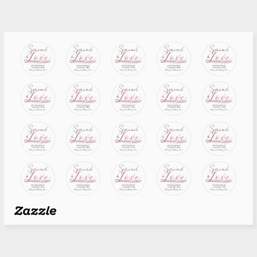 Verspreid de liefde Minimal Script Wedding Classic Ronde Sticker (Vel)