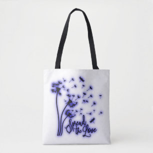 Verspreid de liefde Paardenbloemen en Libellen Tote Bag