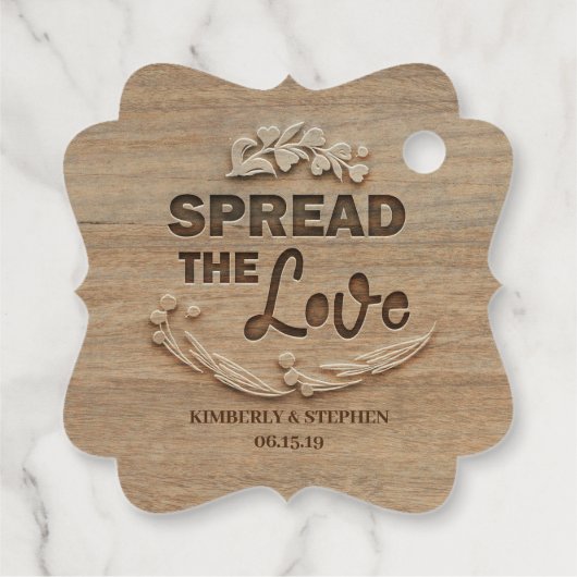 Verspreid de liefde rustieke bruiloft bedankjes labels (Achterkant)