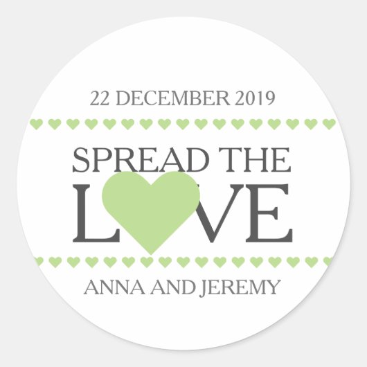 Verspreid de liefde sticker bruiloft gunsten jam h (Voorkant)