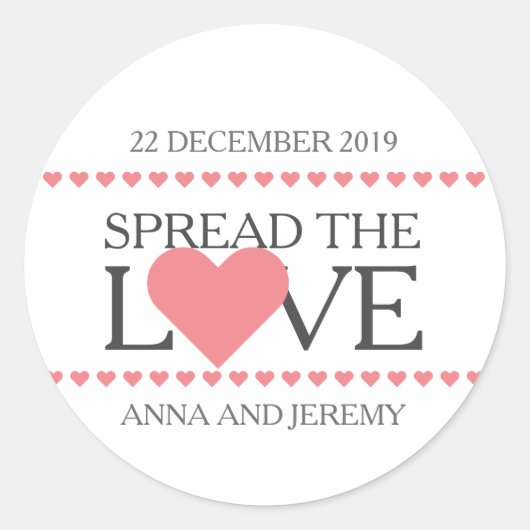 Verspreid de liefde sticker bruiloft gunsten jam h (Voorkant)