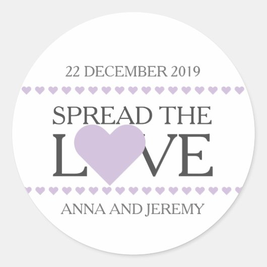 Verspreid de liefde sticker bruiloft gunsten jam h (Voorkant)