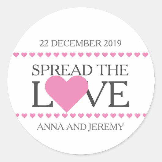 Verspreid de liefde sticker bruiloft gunsten jam h (Voorkant)