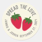 Verspreid de Liefde Strawberry Couple Favor Ronde Sticker (Voorkant)