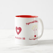 Verspreid de liefde tweekleurige koffiemok (Voorkant rechts)