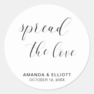Verspreid de Liefde Zwart en Wit Eenvoudige Huweli Ronde Sticker