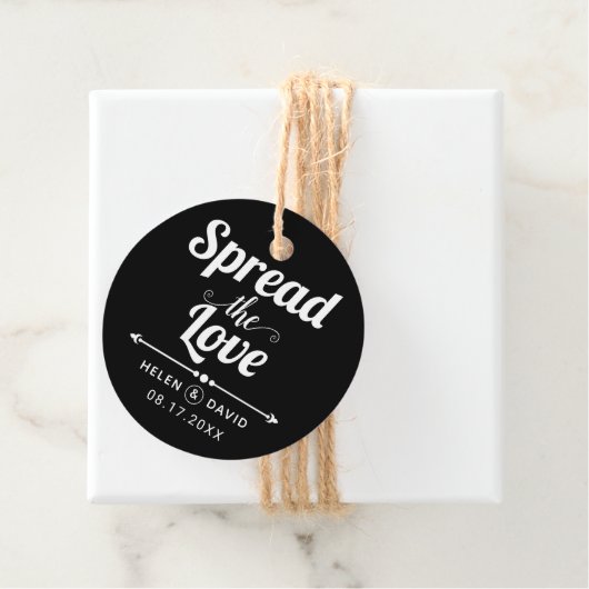 Verspreid de Liefde zwart, witte typografie bruilo Bedankjes Labels (In situ)