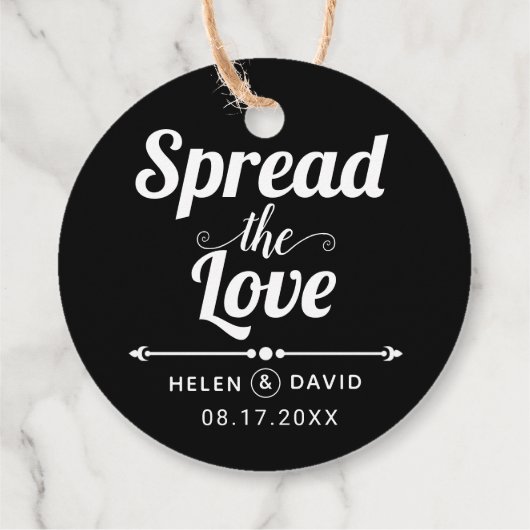 Verspreid de Liefde zwart, witte typografie bruilo Bedankjes Labels (Achterkant)