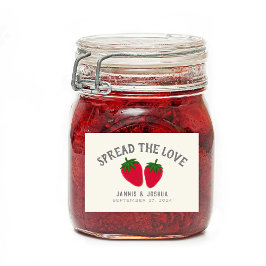 Verspreid de liefdesaardbei Jam Couple Favor Voedselcontainer Etiket