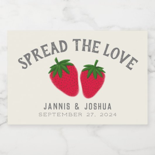 Verspreid de liefdesaardbei Jam Couple Favor Voedselcontainer Etiket (Enkel label)