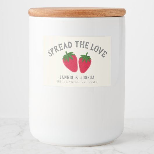 Verspreid de liefdesaardbei Jam Couple Favor Voedselcontainer Etiket (Voorkant)