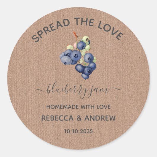 Verspreid de liefdesblauwbes Jam Kraft Paper Favor Ronde Sticker (Voorkant)