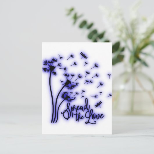 Verspreid de liefdesduivels en de libellen briefkaart (Staand voorkant)