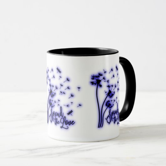 Verspreid de liefdesduivels en de libellen mok (Voorkant rechts)