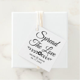 Verspreid de liefdeszwarte typografie, bloembruilo bedankjes labels