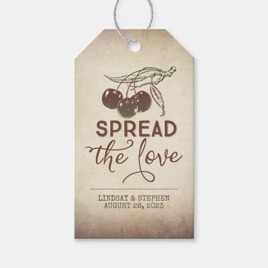 Verspreid de Love Cherry Wedding Jam Cadeaulabel (Voorkant)