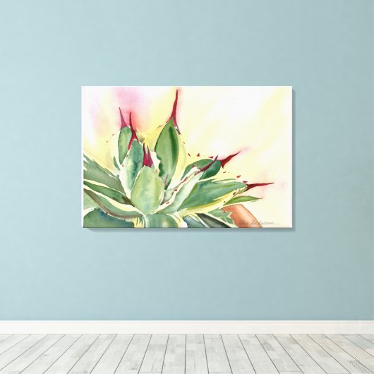 Verspreid dwergagave canvas afdruk (Insitu (Houten vloer))