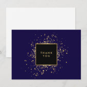 Verspreid Faux Gold Confetti blauw bedankje Bedankkaart (Voorkant / Achterkant)