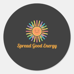 Verspreid Goede Energie   Positief Retro Design Ronde Sticker