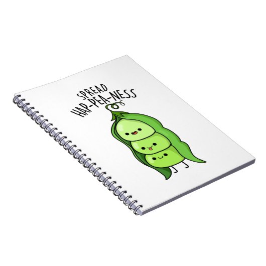 Verspreid Hap-pea-ness Schattige Erwtenspelling Notitieboek (Rechterzijde)