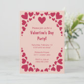 Verspreid Hart Doodles op Peach Valentijns's Party Kaart (Staand voorkant)