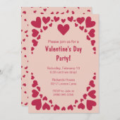 Verspreid Hart Doodles op Peach Valentijns's Party Kaart (Voorkant / Achterkant)