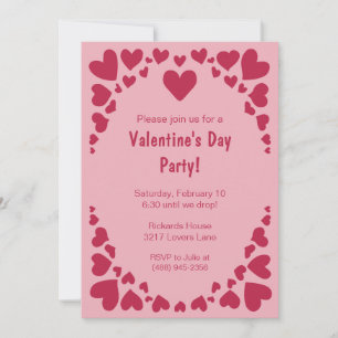 Verspreid Hart Doodles op Pink Valentijns's Party Kaart