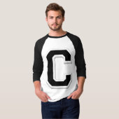 Verspreid het Initiaal Letter C Black Baseball shi T-shirt (Voorkant volledig)