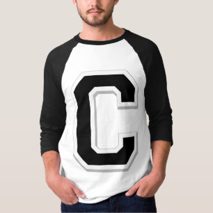 Verspreid het Initiaal Letter C Black Baseball shi T-shirt