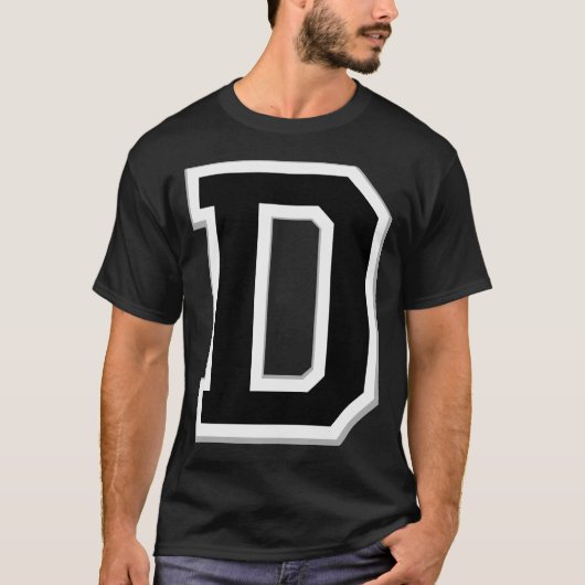 Verspreid het Initiaal Letter D Black Mannen Black T-shirt (Voorkant)