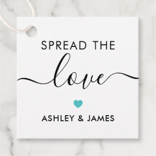 Verspreid het Label Love, Wedding Gift Label, Turq