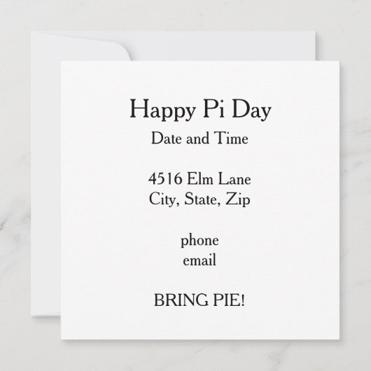 Verspreid het Woord Pi Dag Kaart (Achterkant)